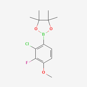 molecular formula C13H17BClFO3 B8063082 2-(2-Chloro-3-fluoro-4-methoxyphenyl)-4,4,5,5-tetramethyl-1,3,2-dioxaborolane 