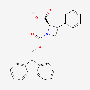 molecular formula C25H21NO4 B8063111 (2R,3R)-1-(9H-fluoren-9-ylmethoxycarbonyl)-3-phenylazetidine-2-carboxylic acid 