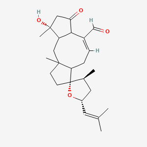 (2S,3S,4'R,5R,8'E)-4'-hydroxy-1',3,4'-trimethyl-5-(2-methylprop-1-enyl)-6'-oxospiro[oxolane-2,12'-tricyclo[9.3.0.03,7]tetradec-8-ene]-8'-carbaldehyde