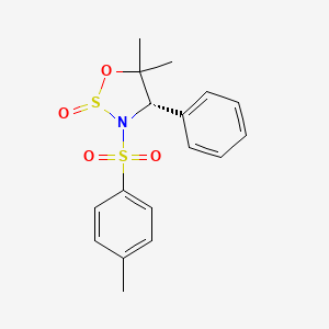 molecular formula C17H19NO4S2 B8063148 (4S)-5,5-Dimethyl-4-phenyl-3-tosyl-1,2,3-oxathiazolidine 2-oxide 