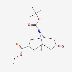 molecular formula C16H25NO5 B8063153 9-O-tert-butyl 3-O-ethyl (5R)-7-oxo-9-azabicyclo[3.3.1]nonane-3,9-dicarboxylate 