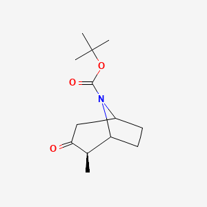 molecular formula C13H21NO3 B8063165 (2R)-tert-Butyl 2-methyl-3-oxo-8-azabicyclo[3.2.1]octane-8-carboxylate 