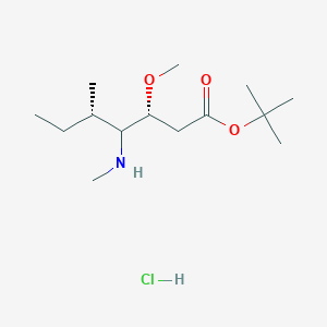 molecular formula C14H30ClNO3 B8063199 tert-butyl (3R,5S)-3-methoxy-5-methyl-4-(methylamino)heptanoate;hydrochloride 