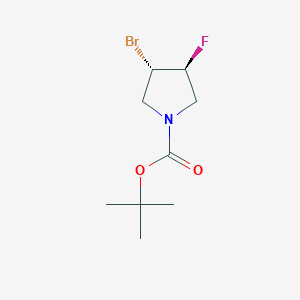 molecular formula C9H15BrFNO2 B8063235 trans-tert-Butyl 3-bromo-4-fluoropyrrolidine-1-carboxylate 