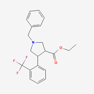 molecular formula C21H22F3NO2 B8063340 Ethyl 1-benzyl-4-[2-(trifluoromethyl)phenyl]pyrrolidine-3-carboxylate 