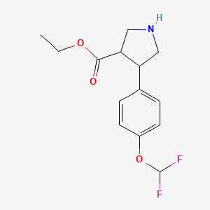molecular formula C14H17F2NO3 B8063342 Ethyl 4-(4-(difluoromethoxy)phenyl)pyrrolidine-3-carboxylate 