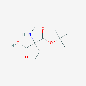 molecular formula C10H19NO4 B8063435 2-(Methylamino)-2-[(2-methylpropan-2-yl)oxycarbonyl]butanoic acid 
