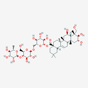 molecular formula C48H78O20 B8063461 [(2S,3R,4S,5S,6R)-6-[[(2R,3R,4R,5S,6R)-3,4-dihydroxy-6-(hydroxymethyl)-5-[(2S,3R,4R,5R,6S)-3,4,5-trihydroxy-6-methyloxan-2-yl]oxyoxan-2-yl]oxymethyl]-3,4,5-trihydroxyoxan-2-yl] (4aS,6aR,6aS,6bR,8R,8aS,9R,10R,11R,12aR,14bS)-8,10,11-trihydroxy-9-(hydroxymethyl)-2,2,6a,6b,9,12a-hexamethyl-1,3,4,5,6,6a,7,8,8a,10,11,12,13,14b-tetradecahydropicene-4a-carboxylate 