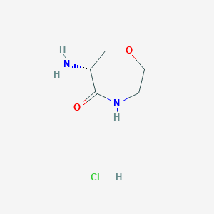 molecular formula C5H11ClN2O2 B8063490 (R)-6-Amino-1,4-oxazepan-5-one hcl 