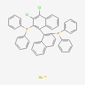 molecular formula C44H30Cl2P2Ru+2 B8063554 [1-(3,4-Dichloro-2-diphenylphosphanylnaphthalen-1-yl)naphthalen-2-yl]-diphenylphosphane;ruthenium(2+) 