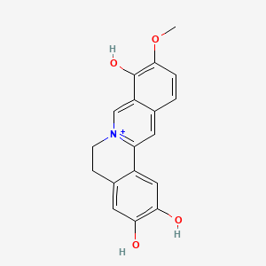 molecular formula C18H16NO4+ B8063572 10-Methoxy-5,6-dihydroisoquinolino[2,1-b]isoquinolin-7-ium-2,3,9-triol 
