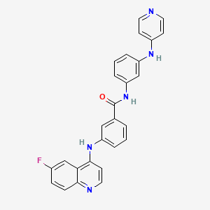 molecular formula C27H20FN5O B8063598 3-[(6-fluoroquinolin-4-yl)amino]-N-[3-(pyridin-4-ylamino)phenyl]benzamide 