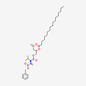 molecular formula C34H57NO7 B8063639 [(2S)-1-hydroxy-3-[(2S)-3-methyl-2-(phenylmethoxycarbonylamino)butanoyl]oxypropan-2-yl] octadecanoate 