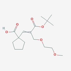 molecular formula C17H28O6 B8063643 1-[2-(2-Methoxyethoxymethyl)-3-[(2-methylpropan-2-yl)oxy]-3-oxoprop-1-enyl]cyclopentane-1-carboxylic acid 