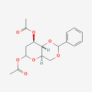 molecular formula C17H20O7 B8063689 [(4aR,8R,8aS)-6-acetyloxy-2-phenyl-4,4a,6,7,8,8a-hexahydropyrano[3,2-d][1,3]dioxin-8-yl] acetate 