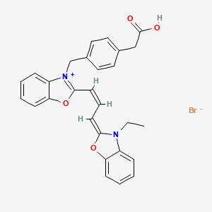 2-[4-[[2-[(Z,3E)-3-(3-ethyl-1,3-benzoxazol-2-ylidene)prop-1-enyl]-1,3-benzoxazol-3-ium-3-yl]methyl]phenyl]acetic acid;bromide