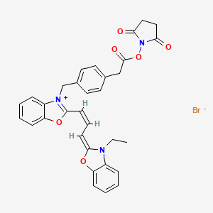 molecular formula C32H28BrN3O6 B8063745 (2,5-dioxopyrrolidin-1-yl) 2-[4-[[2-[(Z,3E)-3-(3-ethyl-1,3-benzoxazol-2-ylidene)prop-1-enyl]-1,3-benzoxazol-3-ium-3-yl]methyl]phenyl]acetate;bromide 