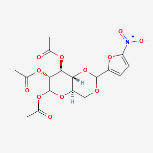 molecular formula C17H19NO12 B8063750 [(4aR,7R,8S,8aR)-6,7-diacetyloxy-2-(5-nitrofuran-2-yl)-4,4a,6,7,8,8a-hexahydropyrano[3,2-d][1,3]dioxin-8-yl] acetate 