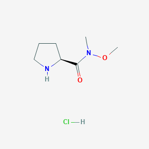molecular formula C7H15ClN2O2 B8063799 (2S)-N-methoxy-N-methylpyrrolidine-2-carboxamide;hydrochloride 