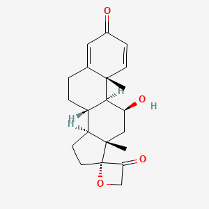 molecular formula C21H26O4 B8063808 (8S,9S,10R,11S,13S,14S,17R)-11-hydroxy-10,13-dimethylspiro[7,8,9,11,12,14,15,16-octahydro-6H-cyclopenta[a]phenanthrene-17,2'-oxetane]-3,3'-dione 