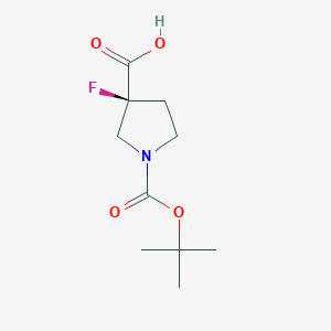molecular formula C10H16FNO4 B8063926 (3S)-1-[(tert-Butoxy)carbonyl]-3-fluoropyrrolidine-3-carboxylic acid 