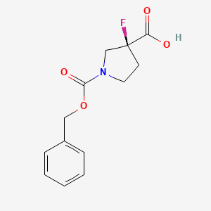 molecular formula C13H14FNO4 B8063932 1,3-Pyrrolidinedicarboxylic acid, 3-fluoro-, 1-(phenylmethyl) ester, (3S)- CAS No. 1601461-47-5