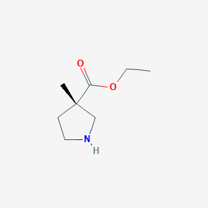 molecular formula C8H15NO2 B8063964 ethyl (3S)-3-methylpyrrolidine-3-carboxylate 