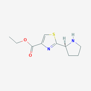 molecular formula C10H14N2O2S B8064087 Ethyl (S)-2-(pyrrolidin-2-YL)thiazole-4-carboxylate 