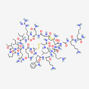 molecular formula C106H175N35O24S4 B8064185 (1R,4S,7S,10S,16S,19S,22S,25S,28S,31R,36R,39S,42S,45S,52R,55S)-39,42-bis(4-aminobutyl)-N-[2-[[(2S)-6-amino-1-[[(2S)-1,6-diamino-1-oxohexan-2-yl]amino]-1-oxohexan-2-yl]amino]-2-oxoethyl]-28,55-bis(2-amino-2-oxoethyl)-4-(3-amino-3-oxopropyl)-52-[[(2S)-2-[[( 