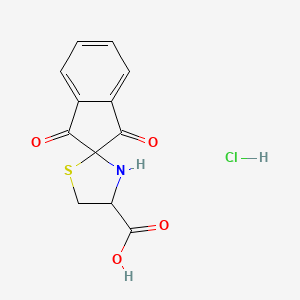 molecular formula C12H10ClNO4S B8064232 1',3'-Dioxospiro[1,3-thiazolidine-2,2'-indene]-4-carboxylic acid;hydrochloride 