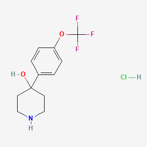 molecular formula C12H15ClF3NO2 B8064568 4-(4-(Trifluoromethoxy)phenyl)piperidin-4-ol hydrochloride 