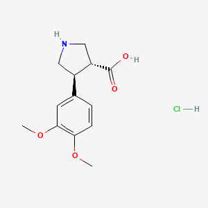 molecular formula C13H18ClNO4 B8064585 (3R,4S)-rel-4-(3,4-dimethoxyphenyl)pyrrolidine-3-carboxylic acid hydrochloride 