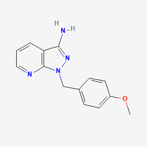 molecular formula C14H14N4O B8064616 1-[(4-Methoxyphenyl)methyl]-1H-pyrazolo[3,4-b]pyridin-3-amine 