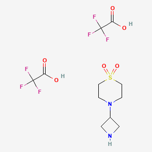 molecular formula C11H16F6N2O6S B8064632 4-(Azetidin-3-yl)thiomorpholine 1,1-dioxide bis(2,2,2-trifluoroacetate) 