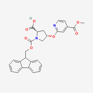 molecular formula C27H24N2O7 B8064633 (2S,4S)-1-(9H-fluoren-9-ylmethoxycarbonyl)-4-(4-methoxycarbonylpyridin-2-yl)oxypyrrolidine-2-carboxylic acid 