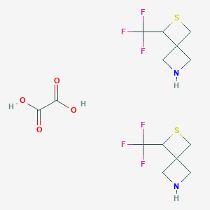 molecular formula C14H18F6N2O4S2 B8064653 1-(Trifluoromethyl)-2-thia-6-azaspiro[3.3]heptane hemioxalate 
