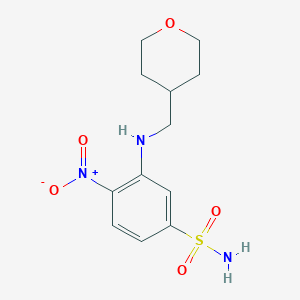 molecular formula C12H17N3O5S B8064655 4-Nitro-3-(oxan-4-ylmethylamino)benzenesulfonamide 