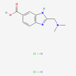 molecular formula C11H15Cl2N3O2 B8064708 2-[(dimethylamino)methyl]-3H-benzimidazole-5-carboxylic acid;dihydrochloride 