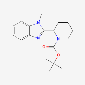 molecular formula C18H25N3O2 B8064732 Tert-butyl 2-(1-methylbenzimidazol-2-yl)piperidine-1-carboxylate 