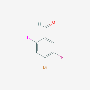molecular formula C7H3BrFIO B8064778 4-Bromo-5-fluoro-2-iodobenzaldehyde 