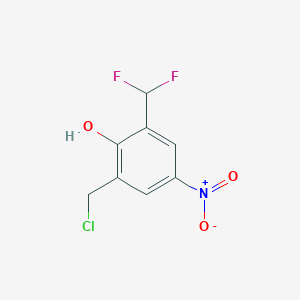 molecular formula C8H6ClF2NO3 B8064922 2-(Chloromethyl)-6-(difluoromethyl)-4-nitrophenol 