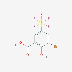 molecular formula C7H4BrF5O3S B8065016 3-Bromo-2-hydroxy-5-(pentafluoro-lambda6-sulfanyl)benzoic acid 
