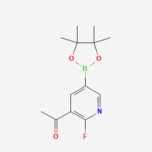 molecular formula C13H17BFNO3 B8065078 1-(2-Fluoro-5-(4,4,5,5-tetramethyl-1,3,2-dioxaborolan-2-yl)pyridin-3-yl)ethan-1-one 