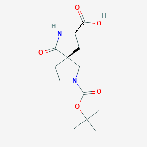 molecular formula C13H20N2O5 B8065114 (3S,5R)-7-[(2-methylpropan-2-yl)oxycarbonyl]-1-oxo-2,7-diazaspiro[4.4]nonane-3-carboxylic acid 