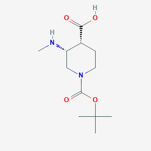 molecular formula C12H22N2O4 B8065117 (3R,4R)-3-(methylamino)-1-[(2-methylpropan-2-yl)oxycarbonyl]piperidine-4-carboxylic acid 