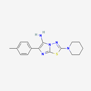 molecular formula C16H19N5S B8065137 6-(4-Methylphenyl)-2-piperidin-1-ylimidazo[2,1-b][1,3,4]thiadiazol-5-amine 