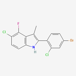 molecular formula C15H9BrCl2FN B8065179 2-(4-bromo-2-chlorophenyl)-5-chloro-4-fluoro-3-methyl-1H-indole 