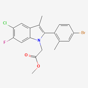 molecular formula C19H16BrClFNO2 B8065193 Methyl 2-[2-(4-bromo-2-methylphenyl)-5-chloro-6-fluoro-3-methylindol-1-yl]acetate 