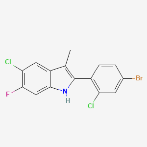 molecular formula C15H9BrCl2FN B8065247 2-(4-bromo-2-chlorophenyl)-5-chloro-6-fluoro-3-methyl-1H-indole 