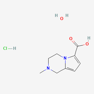 molecular formula C9H15ClN2O3 B8065252 2-Methyl-1,2,3,4-tetrahydropyrrolo[1,2-a]pyrazine-6-carboxylic acid hydrochloride hydrate 